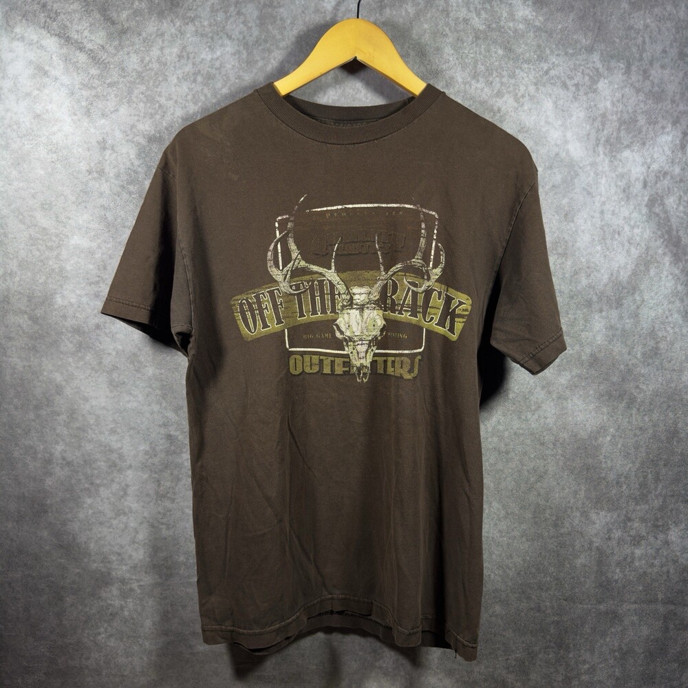 Vintage Alstyle Off The Rack Deer Skull Graphic‎ T-Shirt Brown
